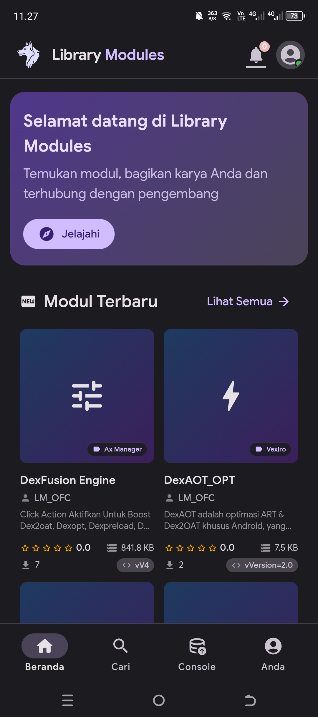Screenshot Detail Aplikasi Library Modules